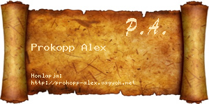 Prokopp Alex névjegykártya